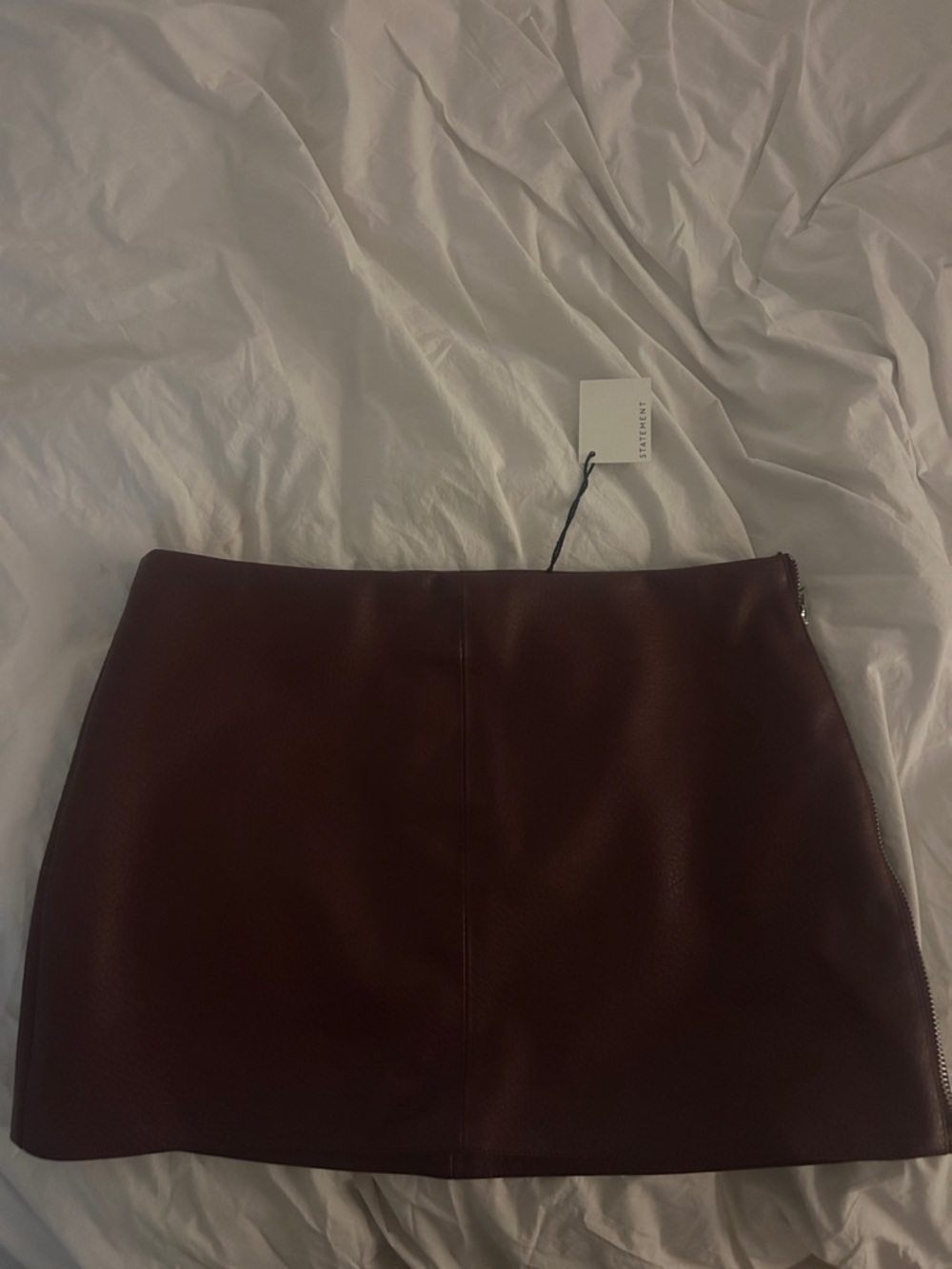 Faux Leather Mini Skirt in Dark Burgundy